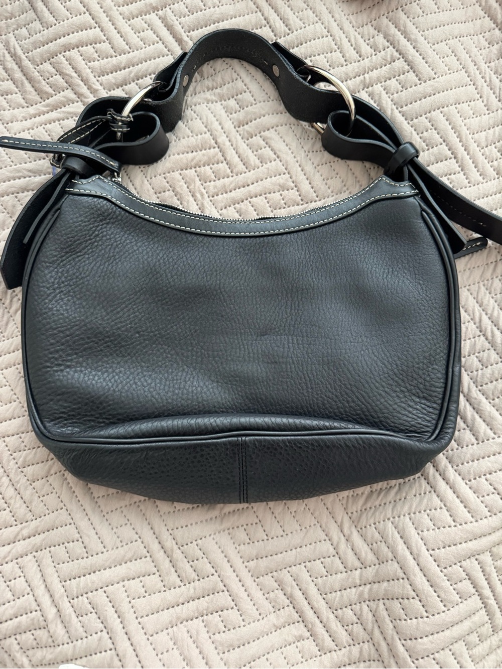 Vintage Dooney & Bourke Black Pebble Leather Shoulder Bag - Picture 2 of 2